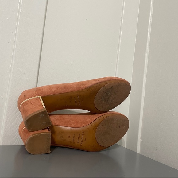 Sezane Low Helena Courts Suede Heels - Pink Orange Blush Escarpins - Picture 9 of 11